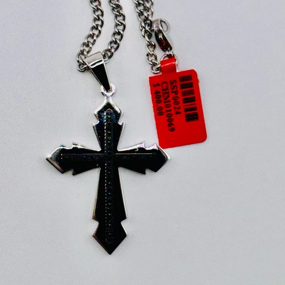 Real black diamond cross pendant, genuine diamond cross charm best gift for men - Picture 5 of 7
